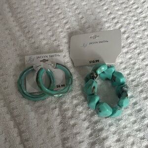 Jaclyn Smith Turquoise Hoop Earrings and Bracelet Set